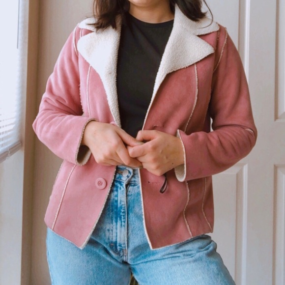 Jackets & Blazers - FAUX SUEDE SHERPA BOHO JACKET PINK LIKE NEW